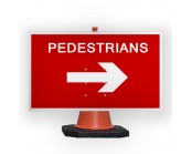 Pedestrians Right Cone Sign